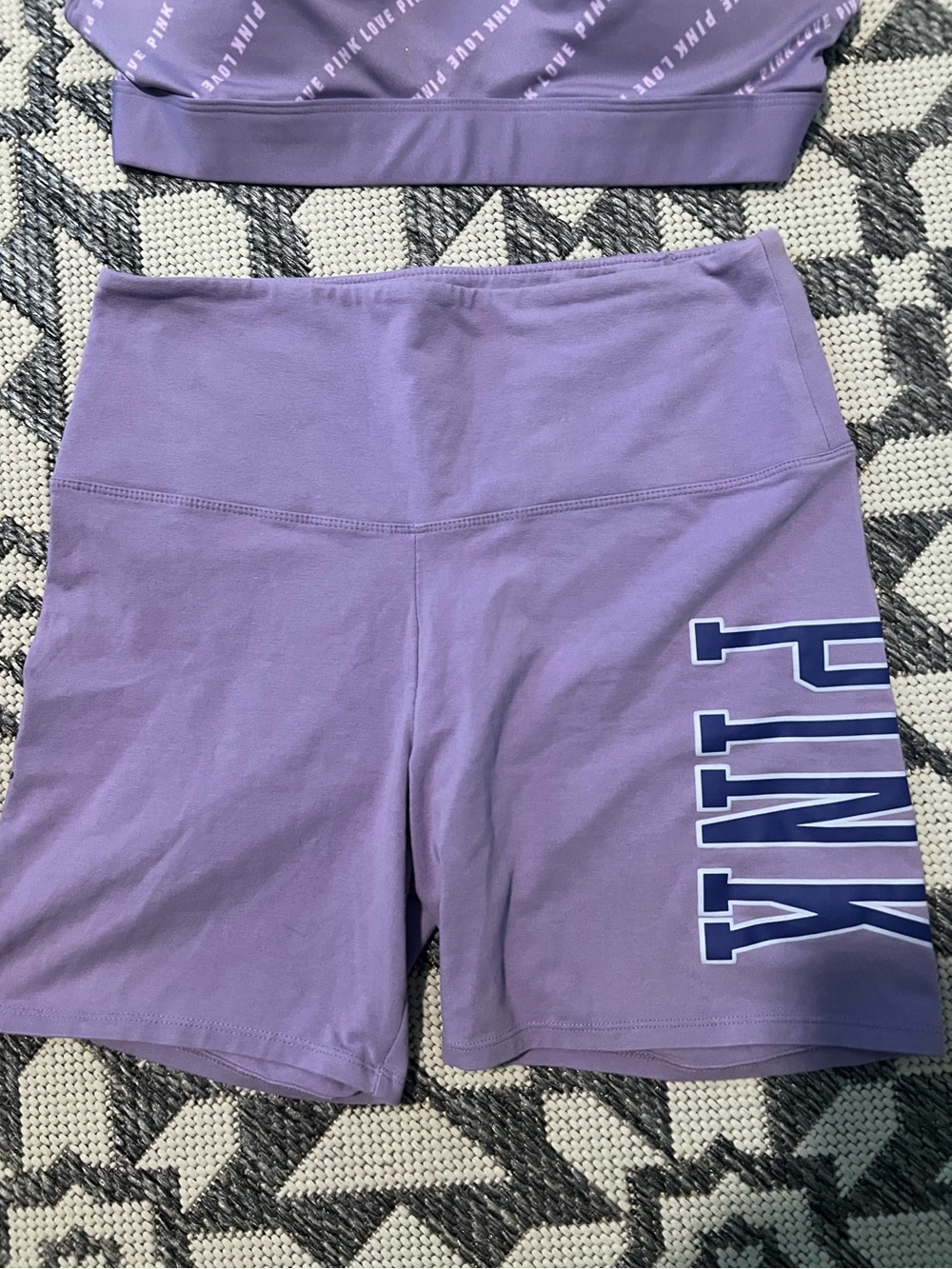 EUC💗PINKVS ActiveUltimatePushUp LogoSportsBra/Cotton Logo Bike Short/Lavender/L - Picture 6 of 9